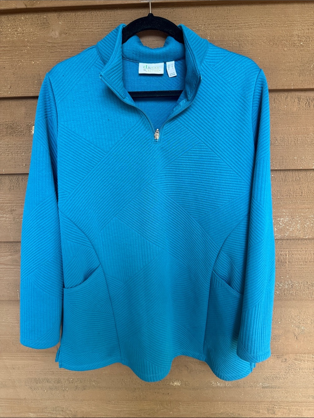 D&Co Active Teal Textured Half-Zip Sweater with pockets size Medium